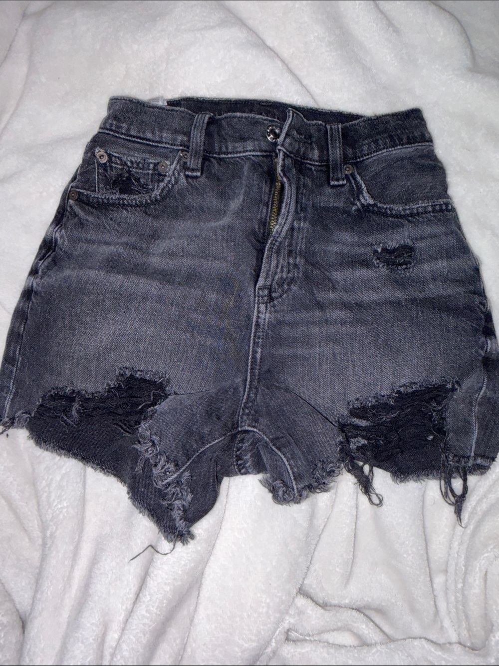 American Eagle Outfitters Black Distressed High-Rise Jean Shorts